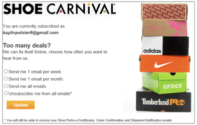 Shoe carnival sale order number